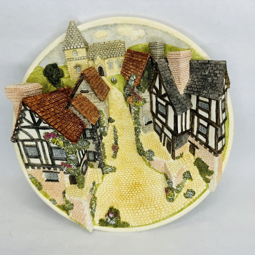 David‎ Winter Cottages Collectors Guild Piece 3D Plaque Street Scene John Hine